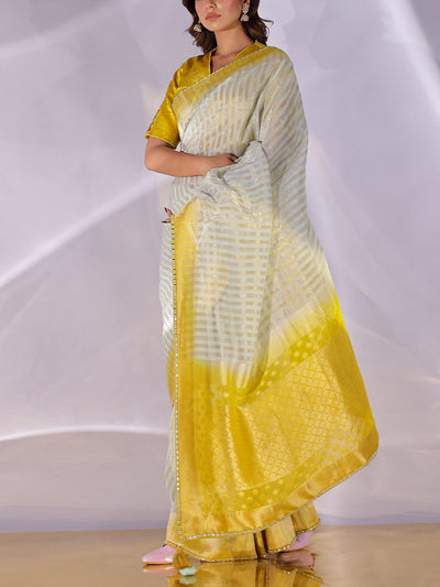 Yellow  Organza Saree
