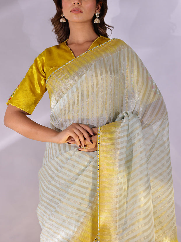 Yellow  Organza Saree