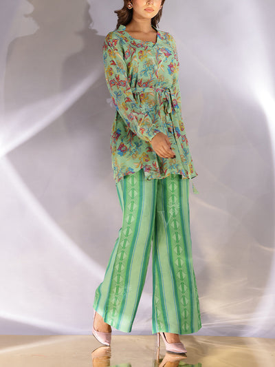 Green Wrinckle Crepe Co Ord Set