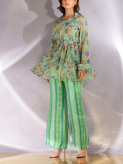Green Wrinckle Crepe Co Ord Set