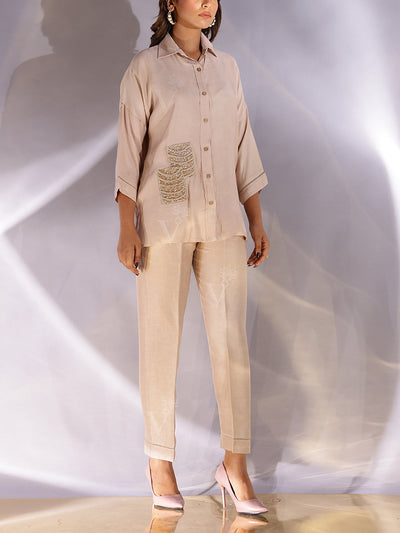 Beige Silk Co Ord Set