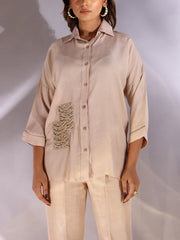 Beige Silk Co Ord Set