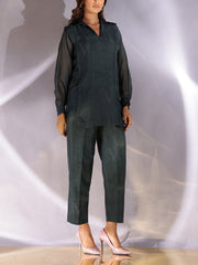Mid Night Blue Cotton Silk Co Ord Set