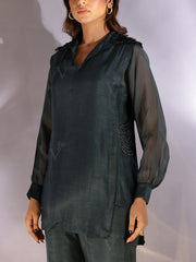 Mid Night Blue Cotton Silk Co Ord Set