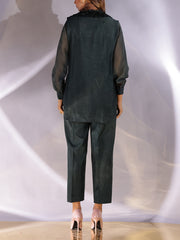 Mid Night Blue Cotton Silk Co Ord Set