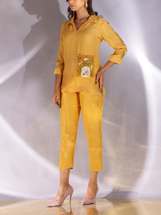 Yellow Silk Co Ord Set