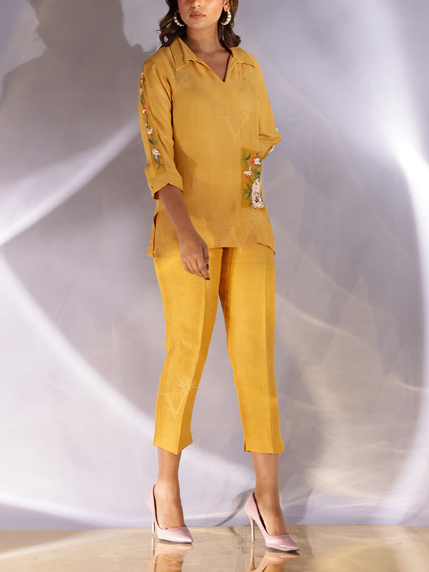 Yellow Silk Co Ord Set