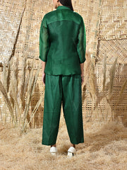 Green Organza Embroidered Co Ord Set