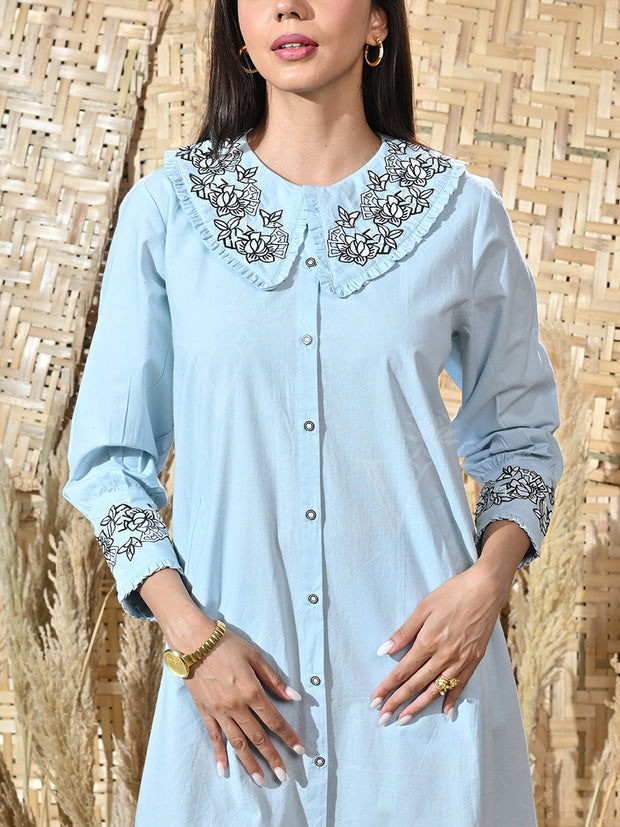 Powder Blue Cotton Dress