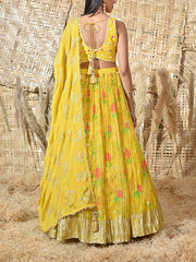 Yellow Embroidered Silk Lehenga Set