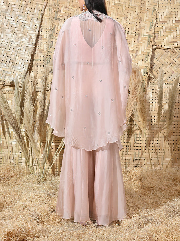Pink Embroidered Silk Jacket and Pant Set