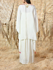 Cream Embroidered Crepe Cape and Drape Skirt Set