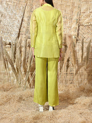 Green Embroidered Organza Co Ord Set