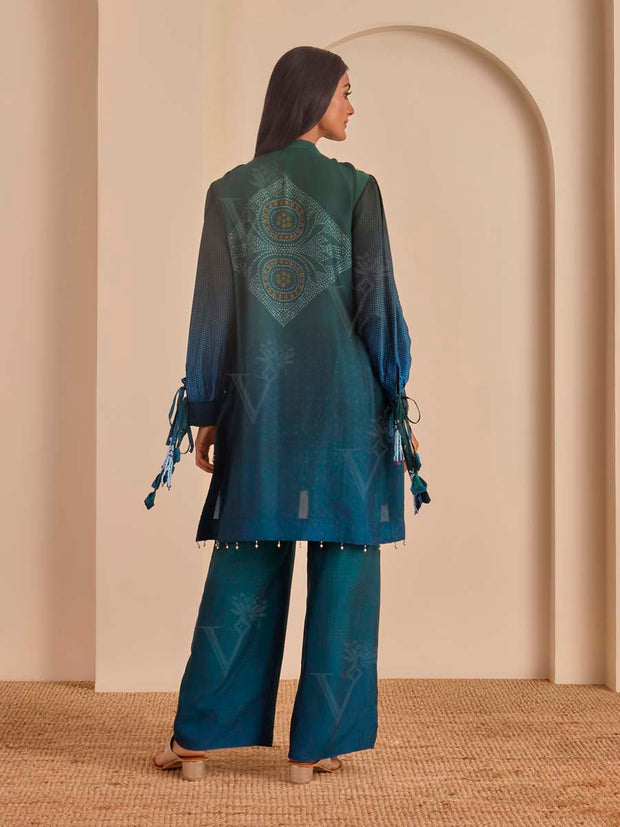 Blue Bandhani Printed Top and Pant Set