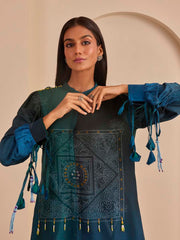 Blue Bandhani Printed Top and Pant Set