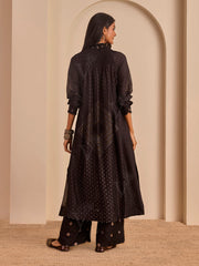 Black Bandahni Printed Long Kurta and Pant Set