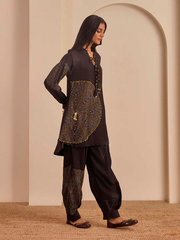 Black Printed Top and Pant Set