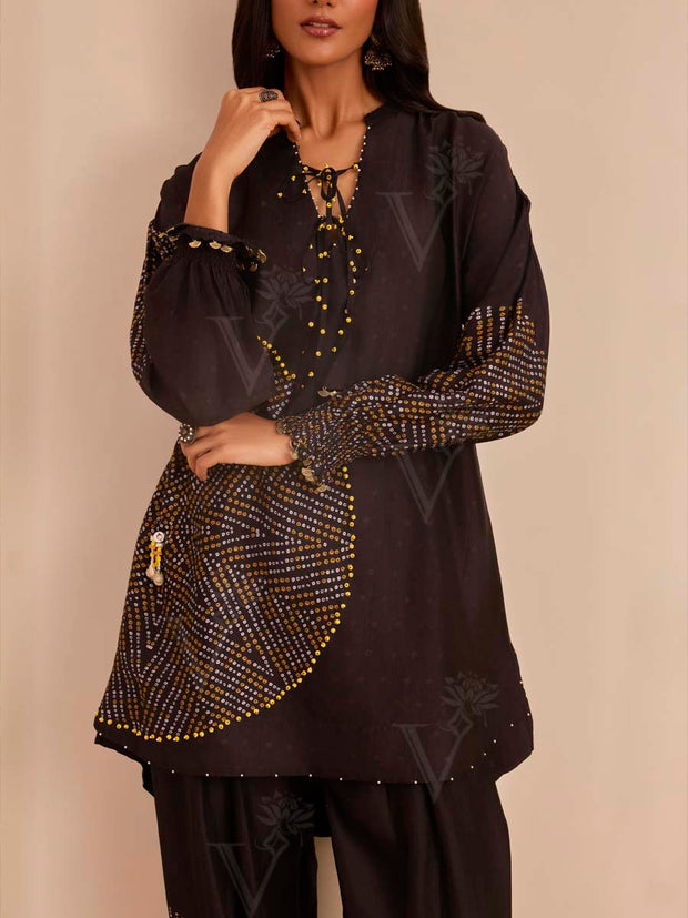 Black Printed Top and Pant Set