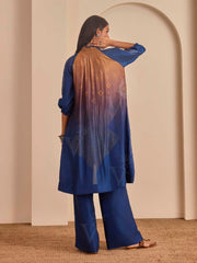 Blue and Ochre Bandhani Printed Kurta and Pant Set