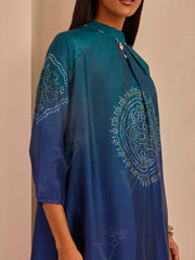 Blue Ombre Bandhani Printed Kurta and Pant Set