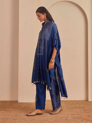 Blue Bnadhani Printed Kaftan and Pant Set
