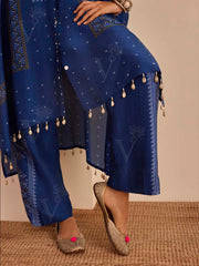 Blue Bnadhani Printed Kaftan and Pant Set