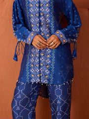 Blue Bandhani Printed Top and Pant Set