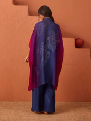 Blue and Pink Printed Kaftan Set