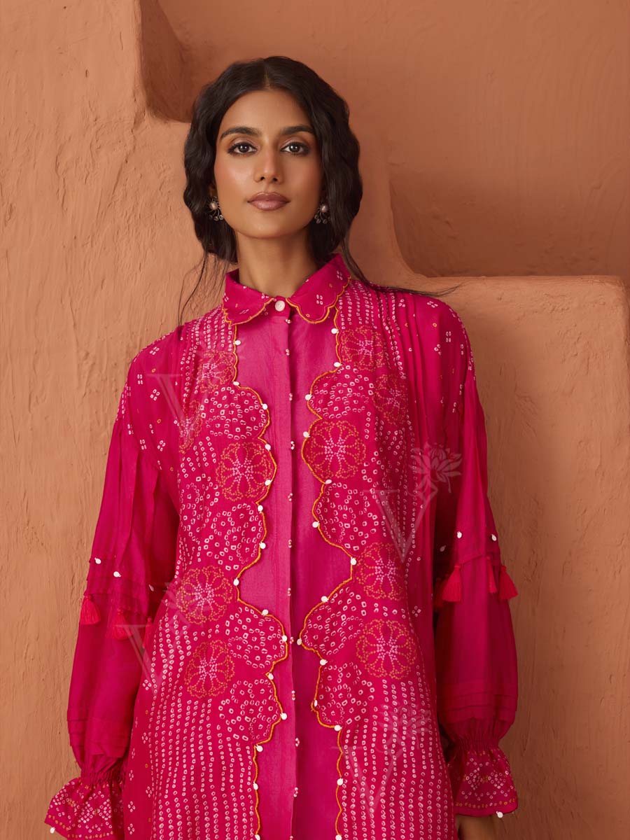 Buy Pink Bandhani Printed Top and pant Online – Vasansi Jaipur