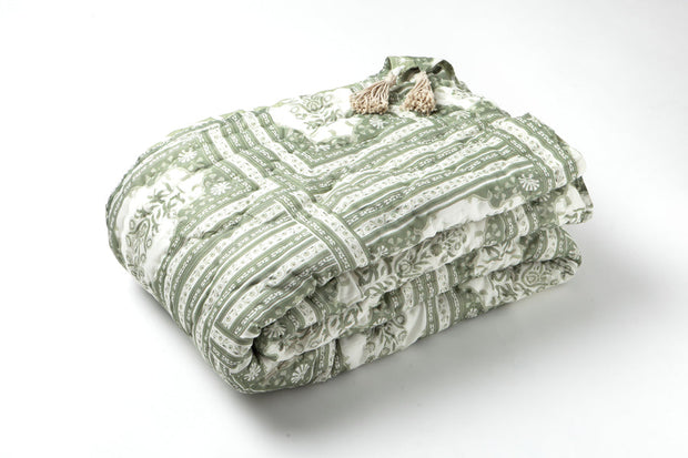 Tripolia Gold Silk Cotton Reversible Jaipur Quilt