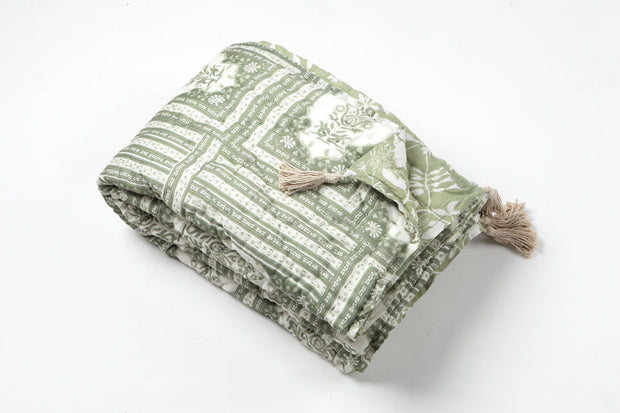 Tripolia Gold Silk Cotton Reversible Jaipur Quilt