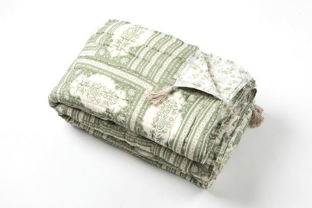 Tripolia Gold Silk Cotton Reversible Jaipur Quilt