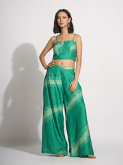 Green Vasansi Silk Bustier and Jacket Set