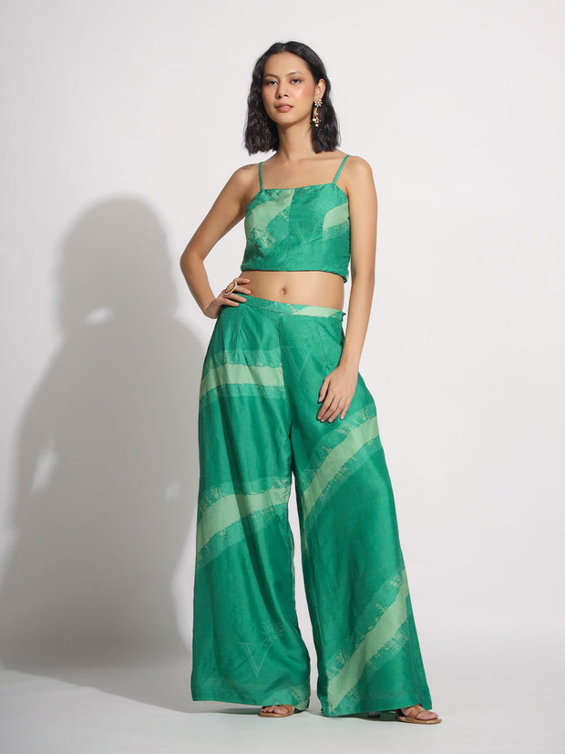 Green Vasansi Silk Bustier and Jacket Set