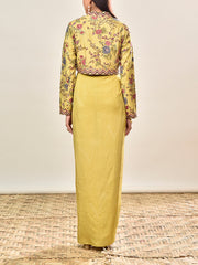 Yellow Embroidered Jacket and Drape Skirt Set
