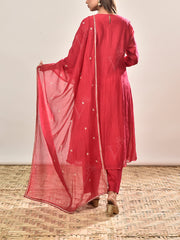 Pink Embroidered Chanderi Silk Suit Set