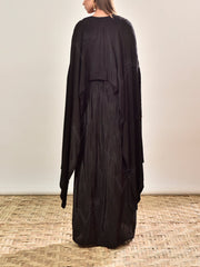 Black Crepe Embroidered Cape and Drape Skirt Set