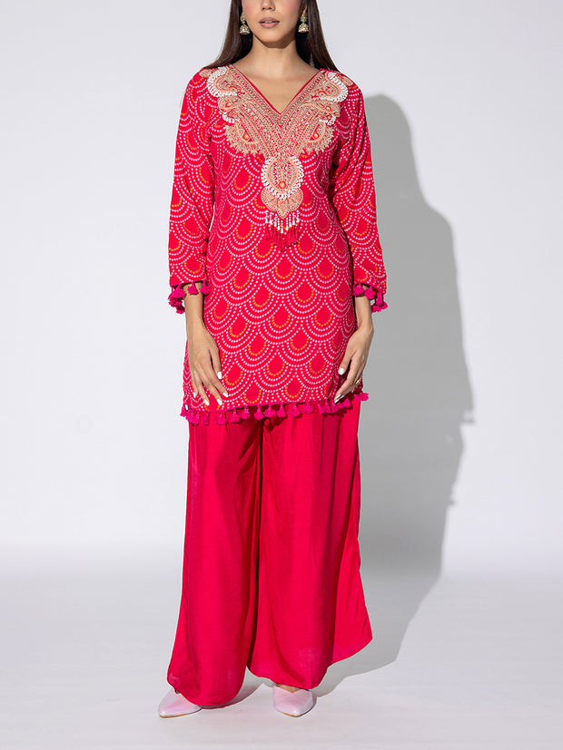 Pink Embroidered Georgette Suit