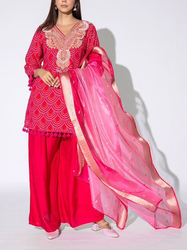 Pink Embroidered Georgette Suit