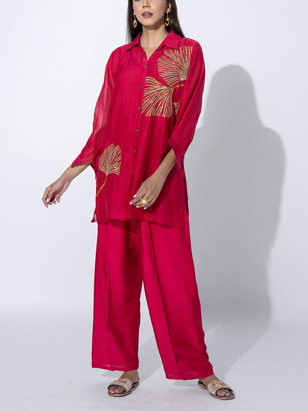 Pink Embroidered Co-ord Set