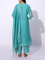 Sea Green Embroidered Chanderi Suit Set