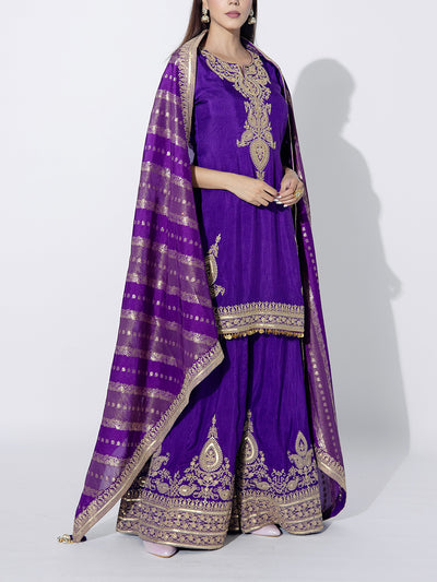 Violet Embriodered Sharara Set