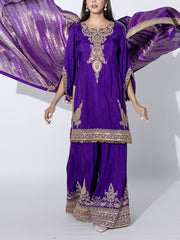 Violet Embriodered Sharara Set