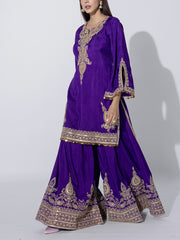 Violet Embriodered Sharara Set