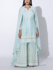 Powder Blue Embroidered Sharara Set