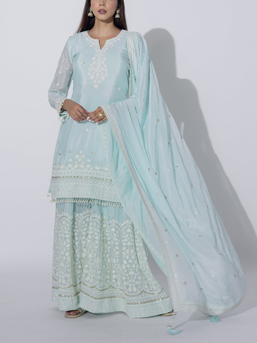 Powder Blue Sharara Set