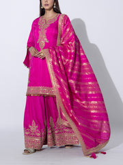 Rani Pink Embriodered Sharara Set