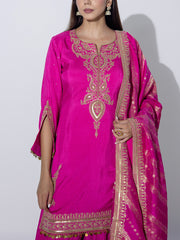 Rani Pink Embriodered Sharara Set