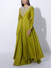 Mehendi Green Kurta and Skirt Set