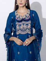 Indigo Blue Embroidered Suit Set